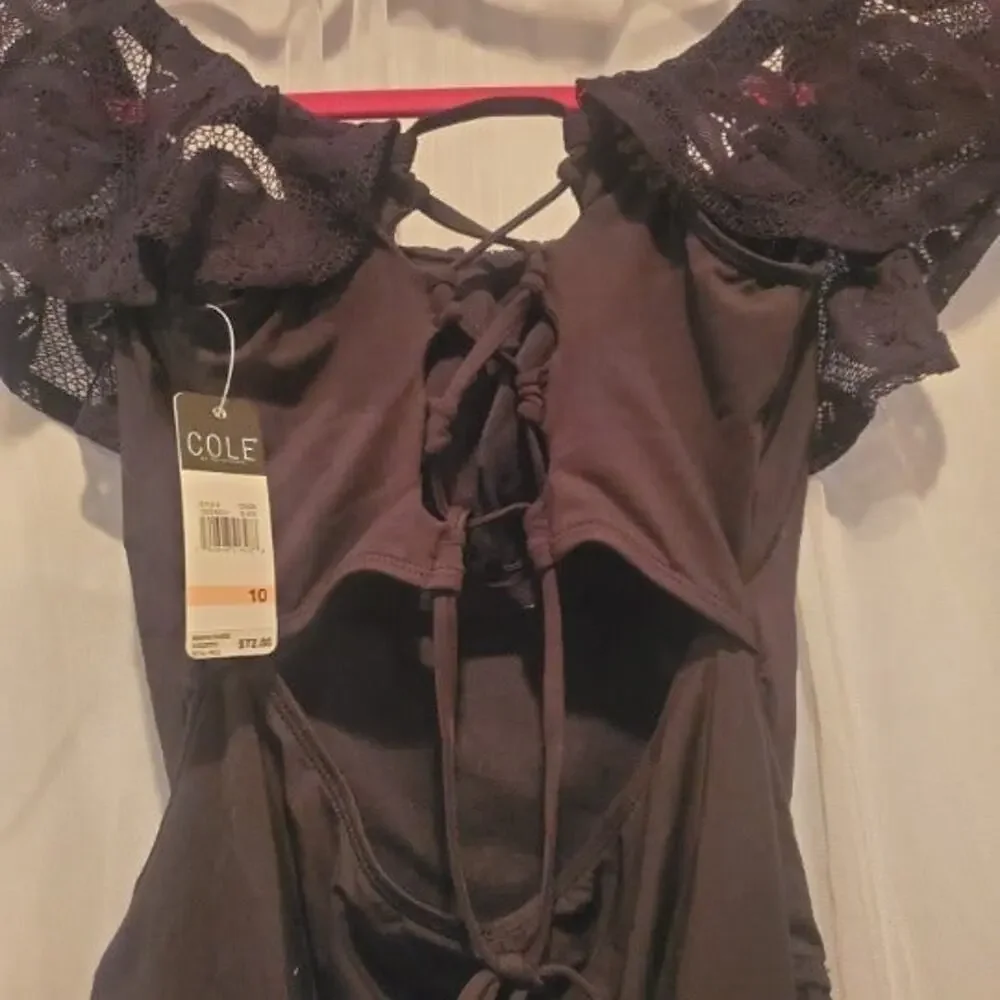 NWT Cole - Lace Ruffle Black Swimsuit - Picture 5 of 6
